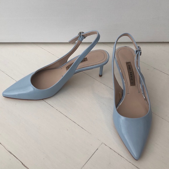 zara patent slingback heels